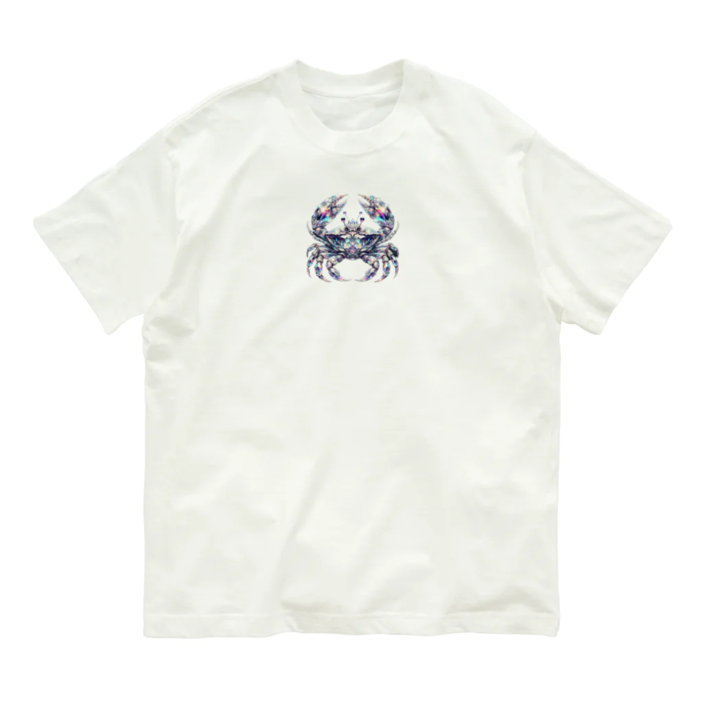 【A-little-stranges_】ちょっと変わった生き物たちの【The Crystal Crab】クリスタルクラブ オーガニックコットンTシャツ