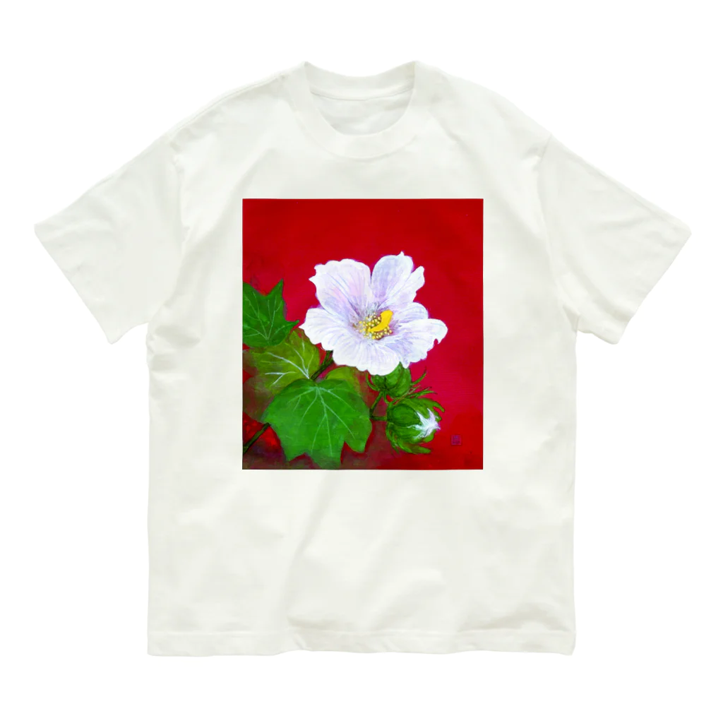 時の彩りの酔芙蓉 オーガニックコットンTシャツ