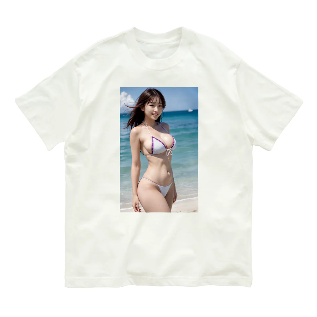 kamakirin011のAI美女の水着姿 005 オーガニックコットンTシャツ