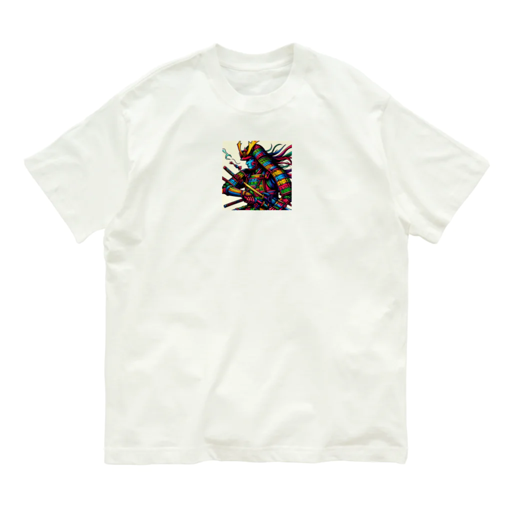 momonekokoのカラフルな侍 オーガニックコットンTシャツ