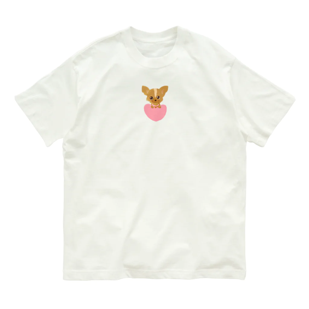 ゆずずショップのハートチワワ　！！ オーガニックコットンTシャツ