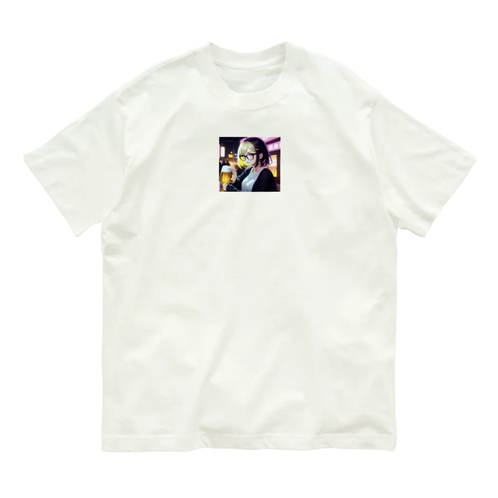 AIデザインちゃんの酒豪AIちゃん　金髪ショート Organic Cotton T-Shirt