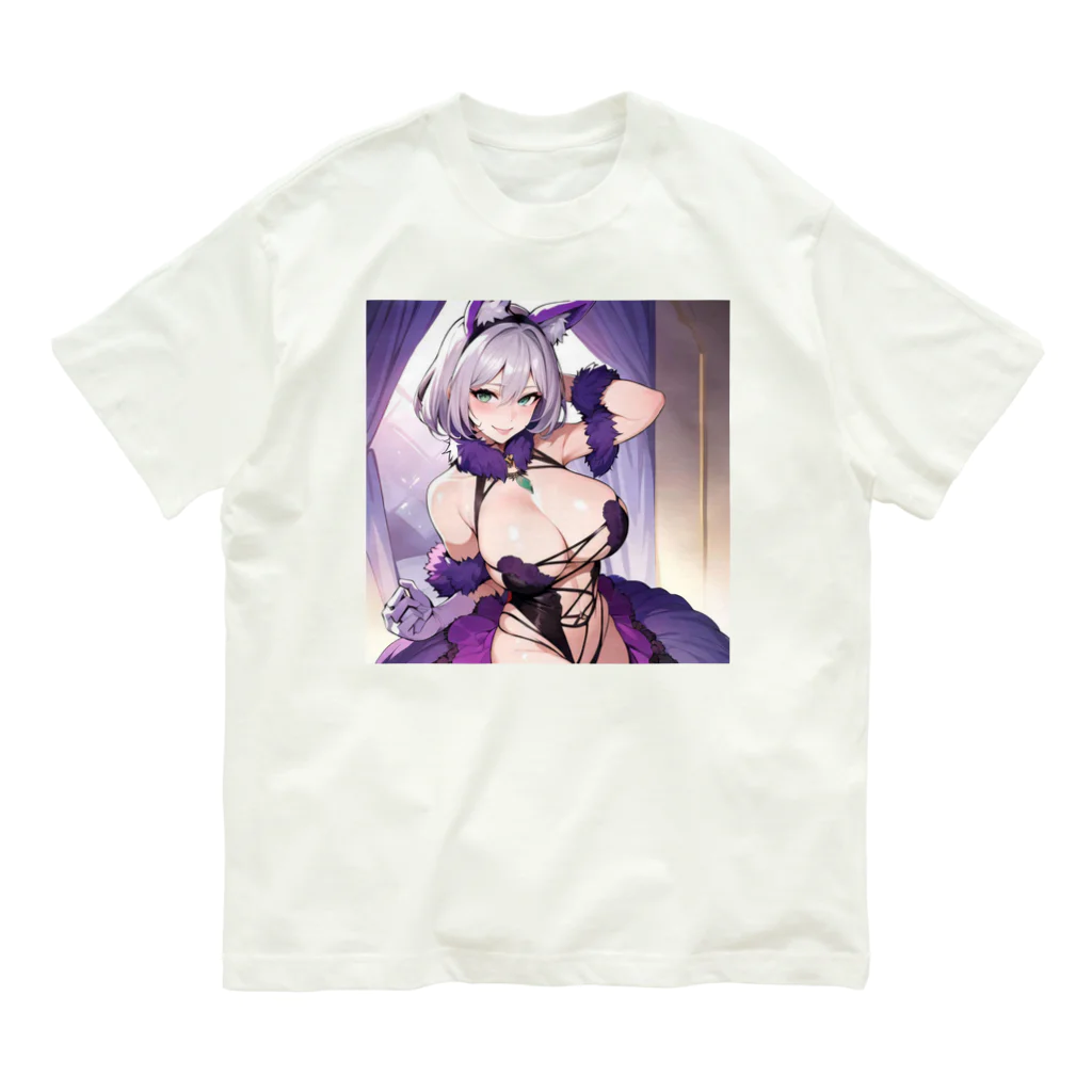 LONGSTONEの猫耳　美少女 Organic Cotton T-Shirt