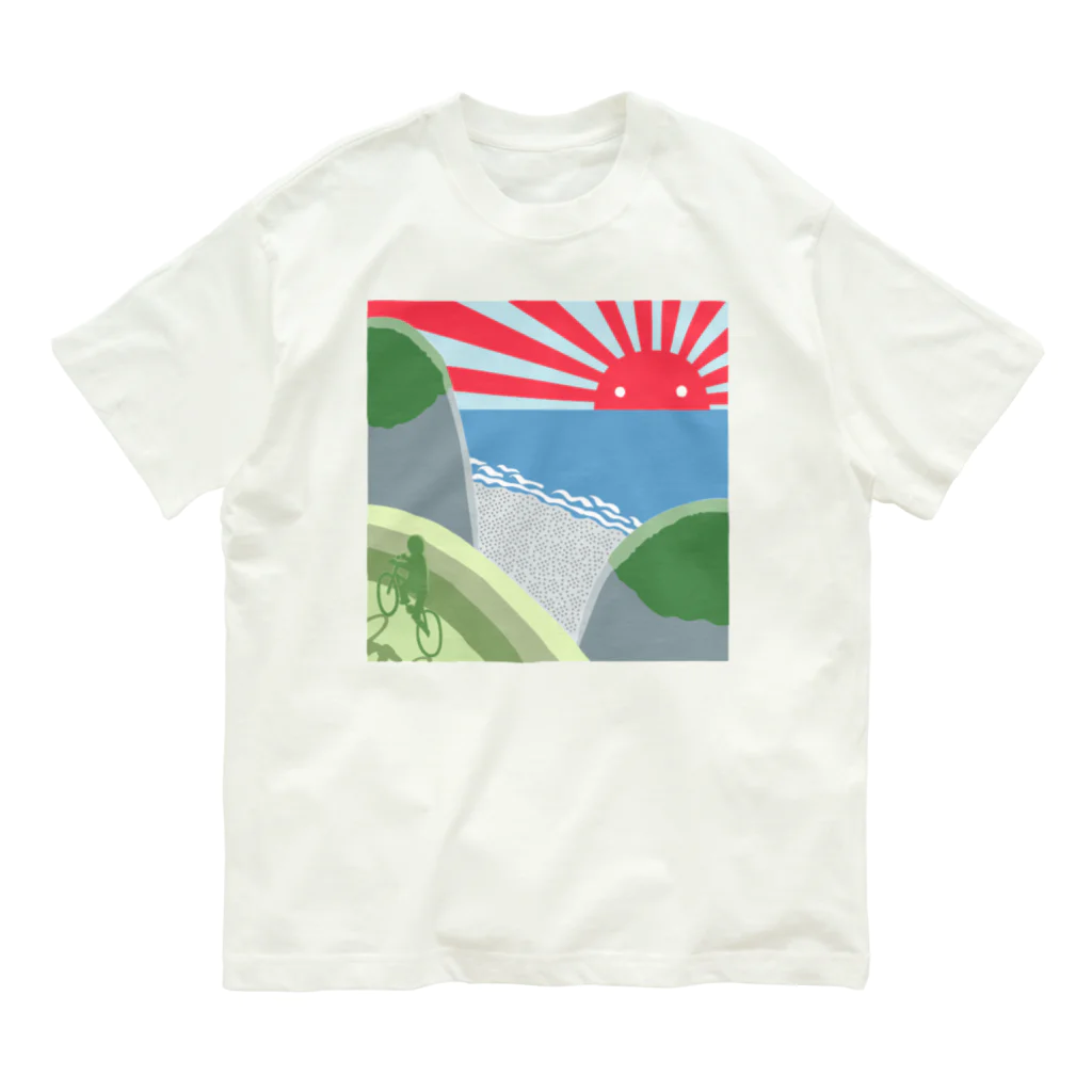 eugorameniwaの浜辺の朝日 オーガニックコットンTシャツ