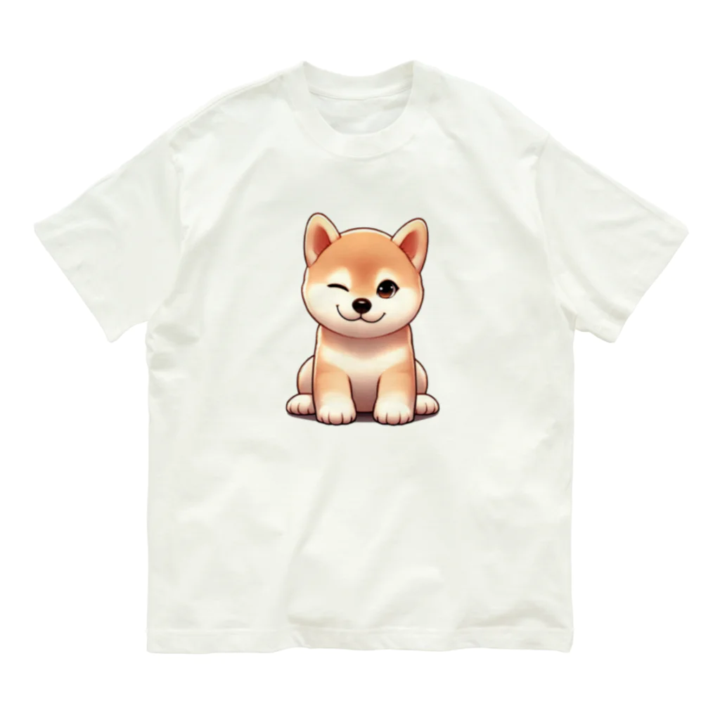 noririnoのウィンク柴 オーガニックコットンTシャツ