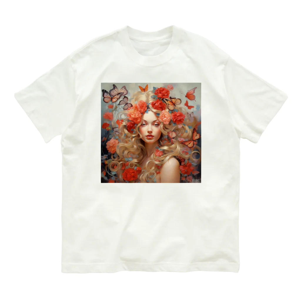 AQUAMETAVERSEの髪飾りバラの女性　なでしこ1478 Organic Cotton T-Shirt