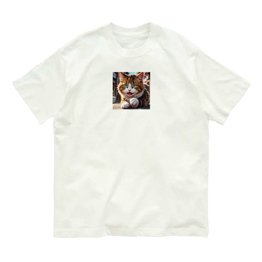 oz-chanの何かしようとしてる猫 オーガニックコットンTシャツ