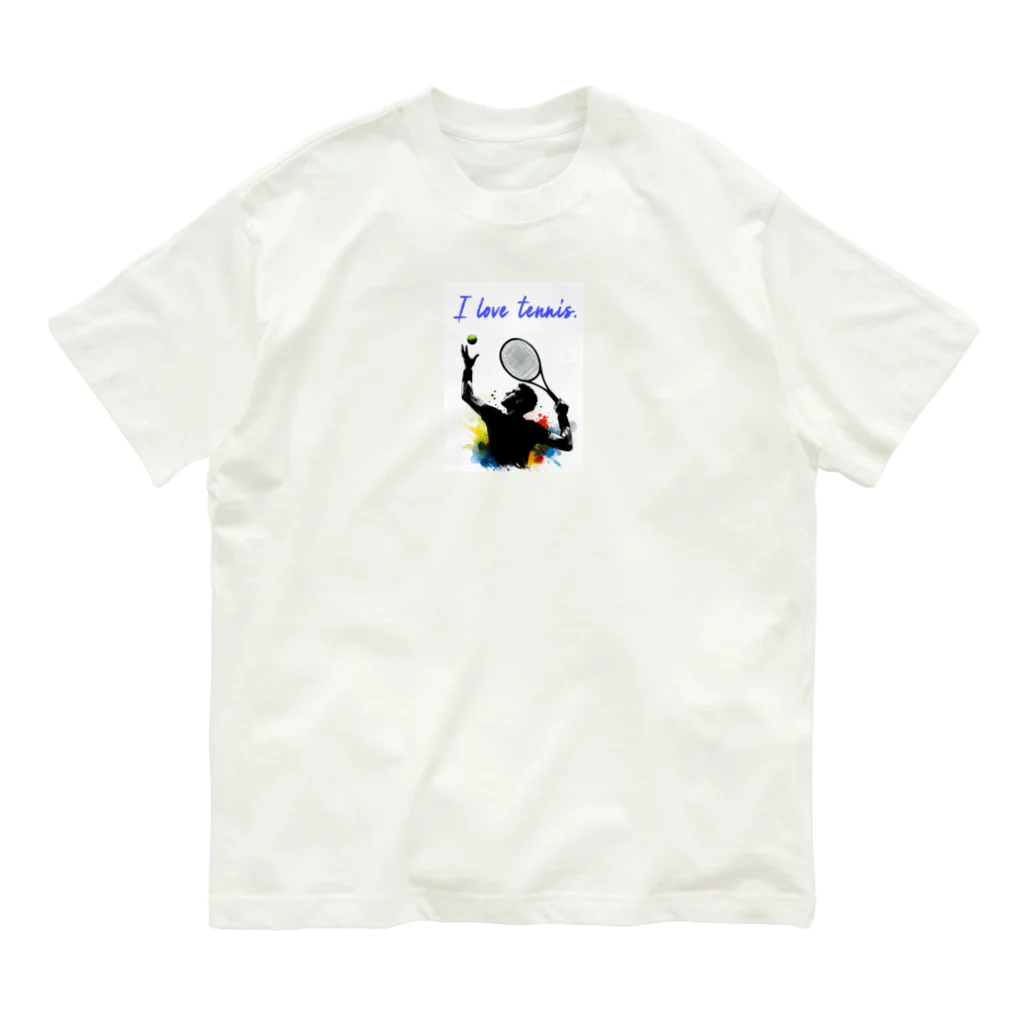 Tomohiro Shigaのお店のI love tennis. Organic Cotton T-Shirt