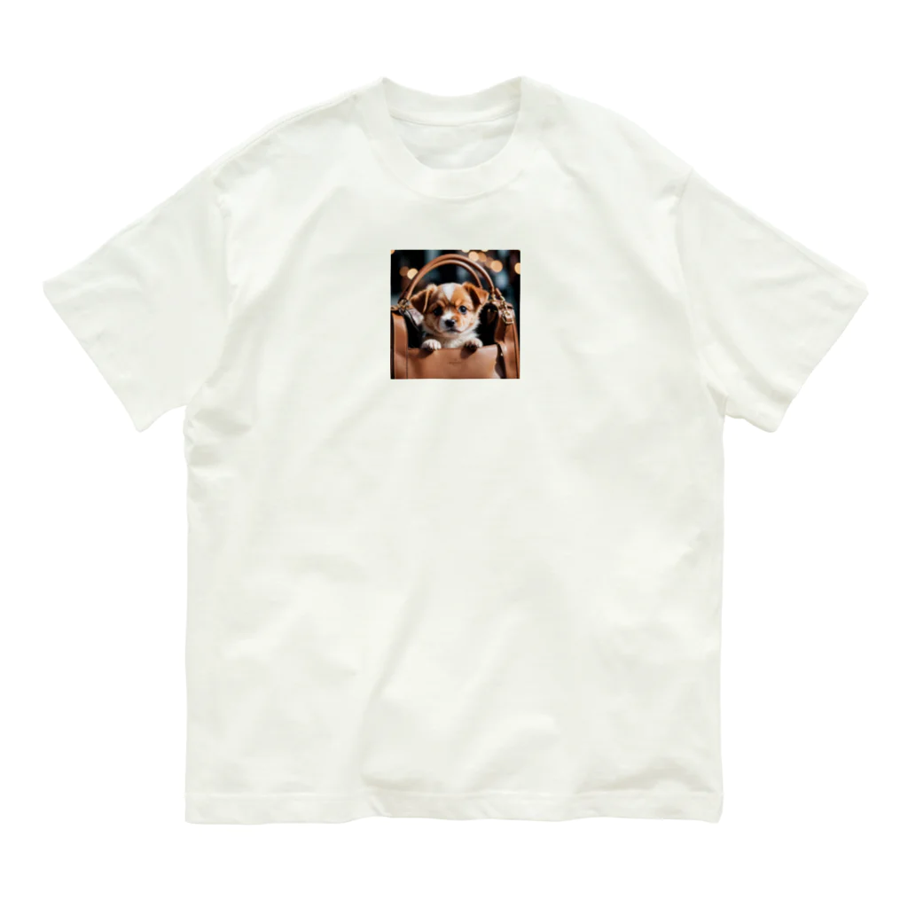 hanako_nono21のバッグに入った犬 オーガニックコットンTシャツ