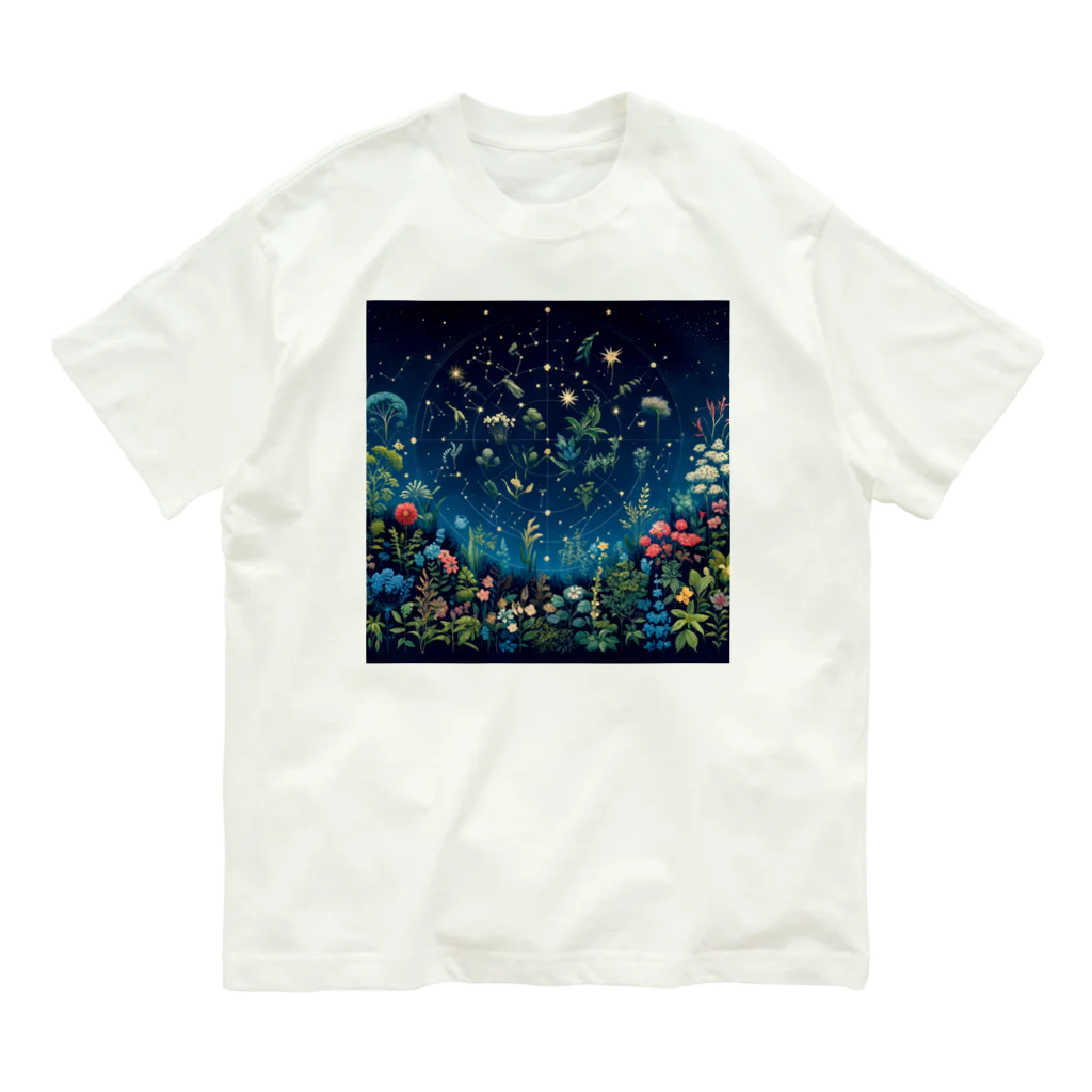 0denkundesuの星彩植譜 オーガニックコットンTシャツ