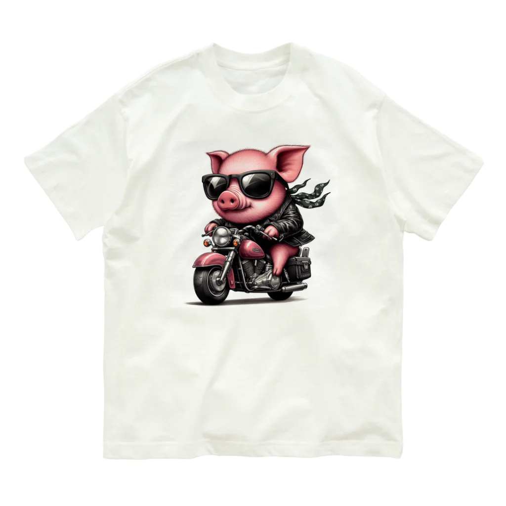 kanataのぶたライダー オーガニックコットンTシャツ