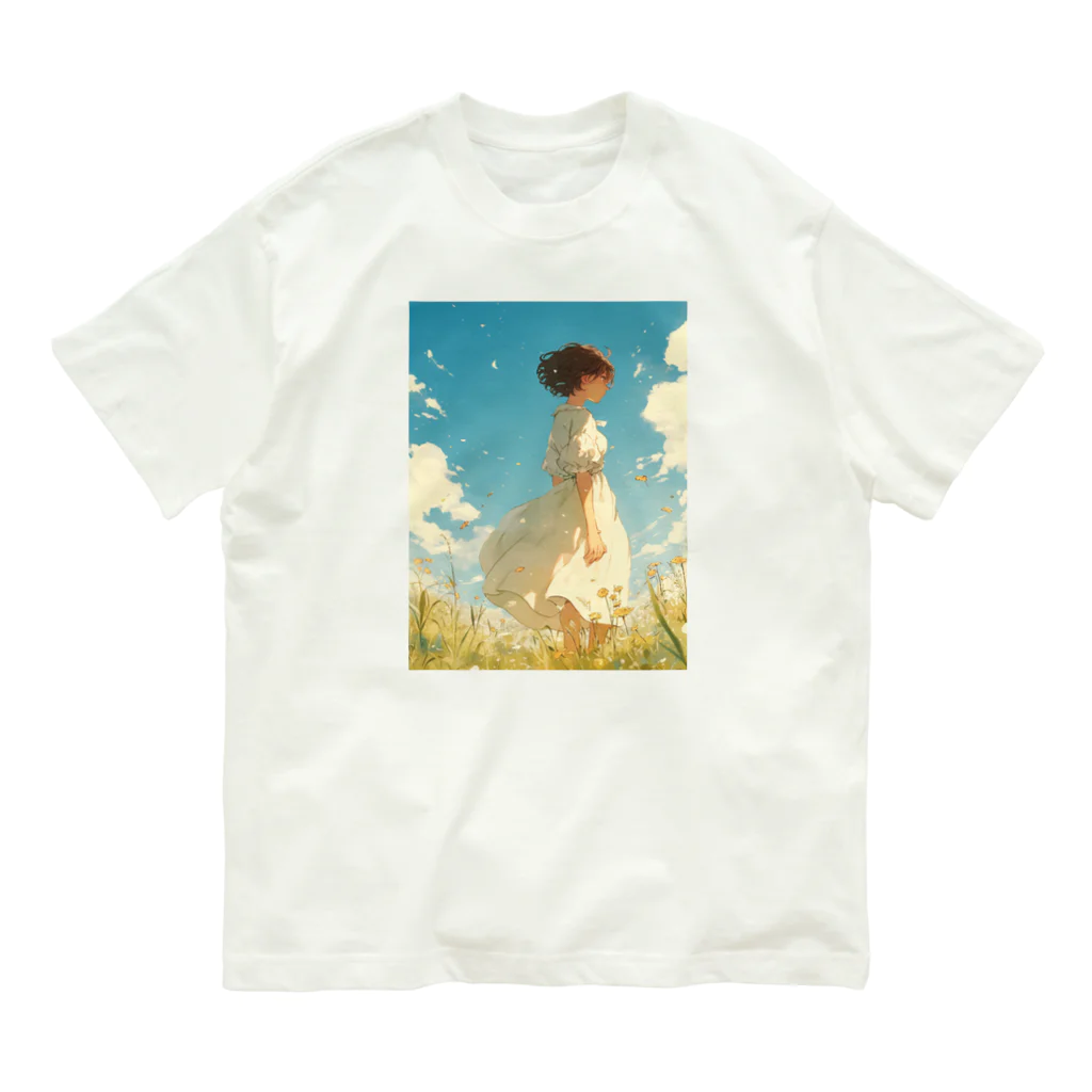 AQUAMETAVERSEのそよ風の中にいる女性　なでしこ1478 Organic Cotton T-Shirt