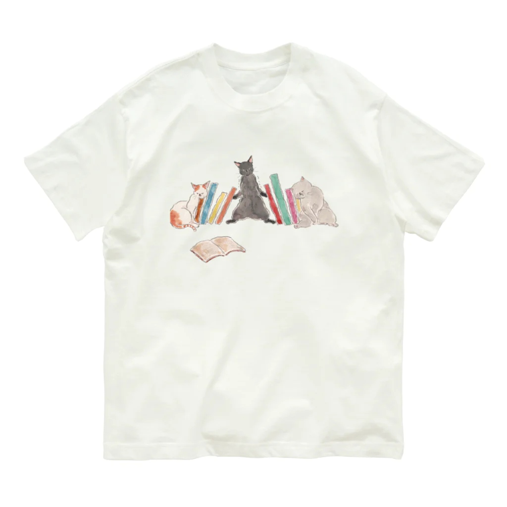 トコロコムギのブックエンドにゃんこ Organic Cotton T-Shirt