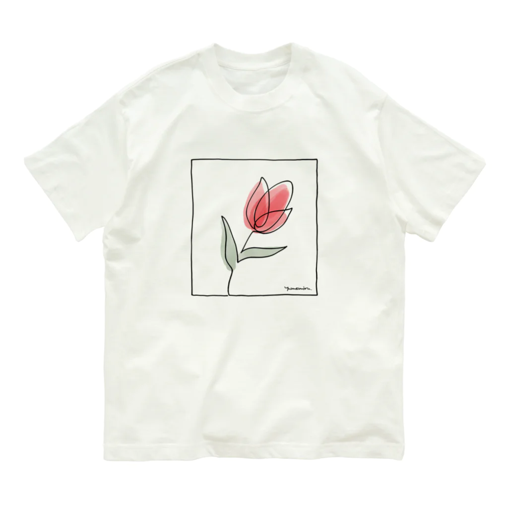 Atelier YUMEMIRU のOne Stroke Tulip 一筆書きのチューリップ Organic Cotton T-Shirt