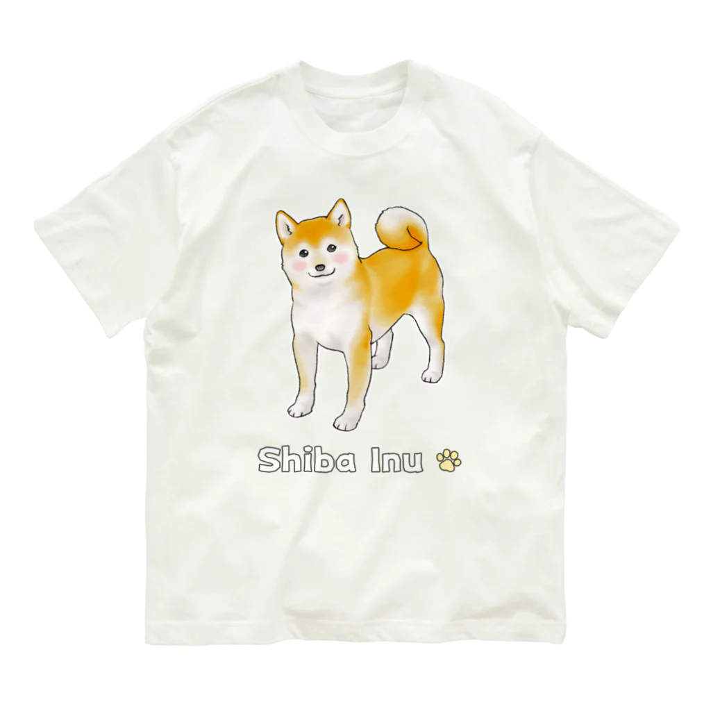 Shiba Inu Streetのちょっと照れている柴犬 オーガニックコットンTシャツ