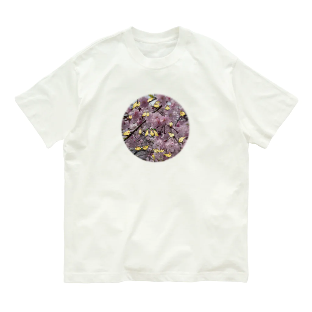 yuuyuu2024の桜とオカメインコ オーガニックコットンTシャツ