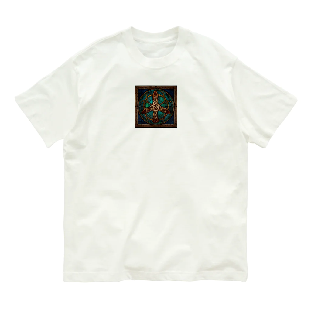 ganeshaのケルトの結び目工芸ステンドグラス Organic Cotton T-Shirt