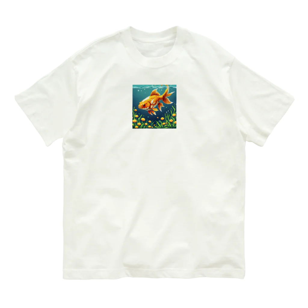 ポップな金魚たちの世界の戦闘モード金魚 オーガニックコットンTシャツ