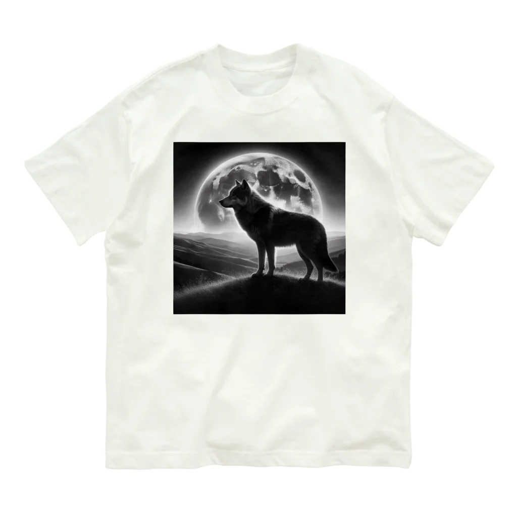 HerosのFull Moon Lonly Wolf オーガニックコットンTシャツ