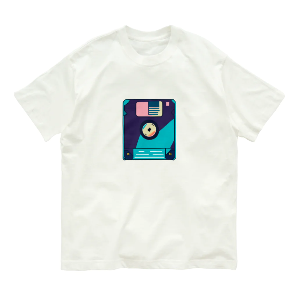 愛着ライフのレトロなネオンフロッピー Organic Cotton T-Shirt