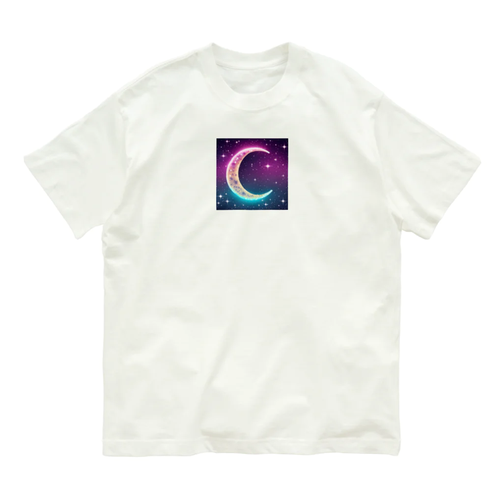 moonlightcatのグラデーションネオンカラームーン オーガニックコットンTシャツ