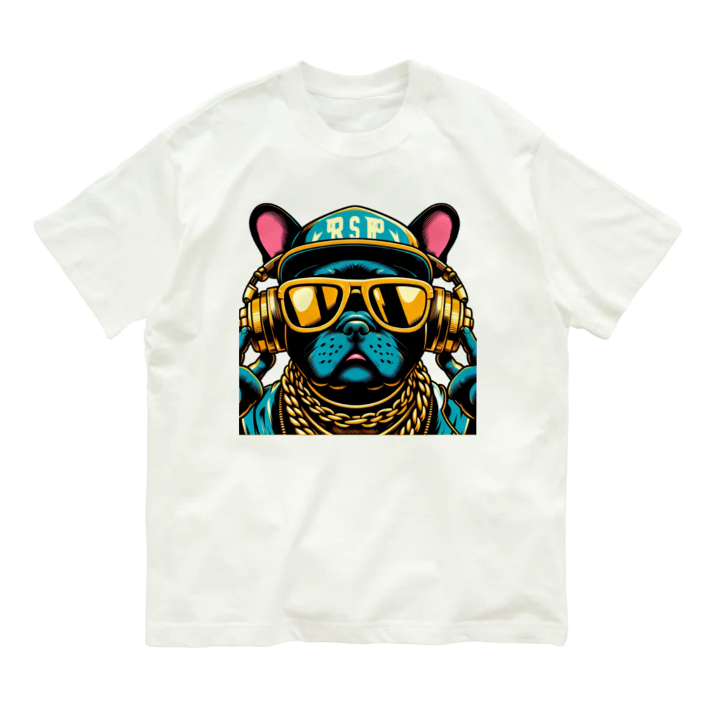 papi&biaのラッパーフレンチブルドッグ オーガニックコットンTシャツ