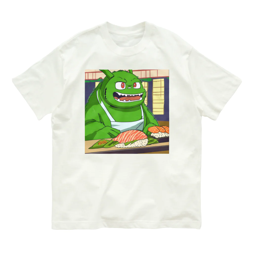Kyun_uranaiの寿司職人を目指す緑の妖怪 Organic Cotton T-Shirt