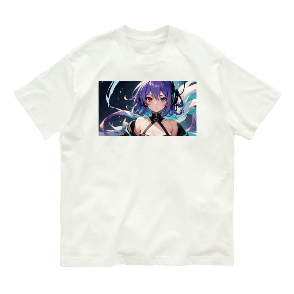 pukurou2096の紫髪のオッドアイ美少女 Organic Cotton T-Shirt