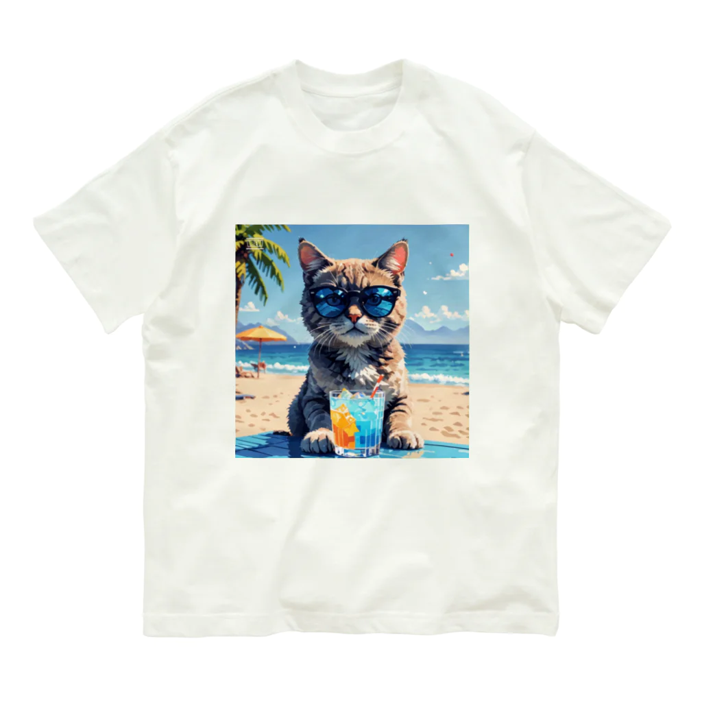 メロンパン猫のイケ猫と過ごす夏 Organic Cotton T-Shirt