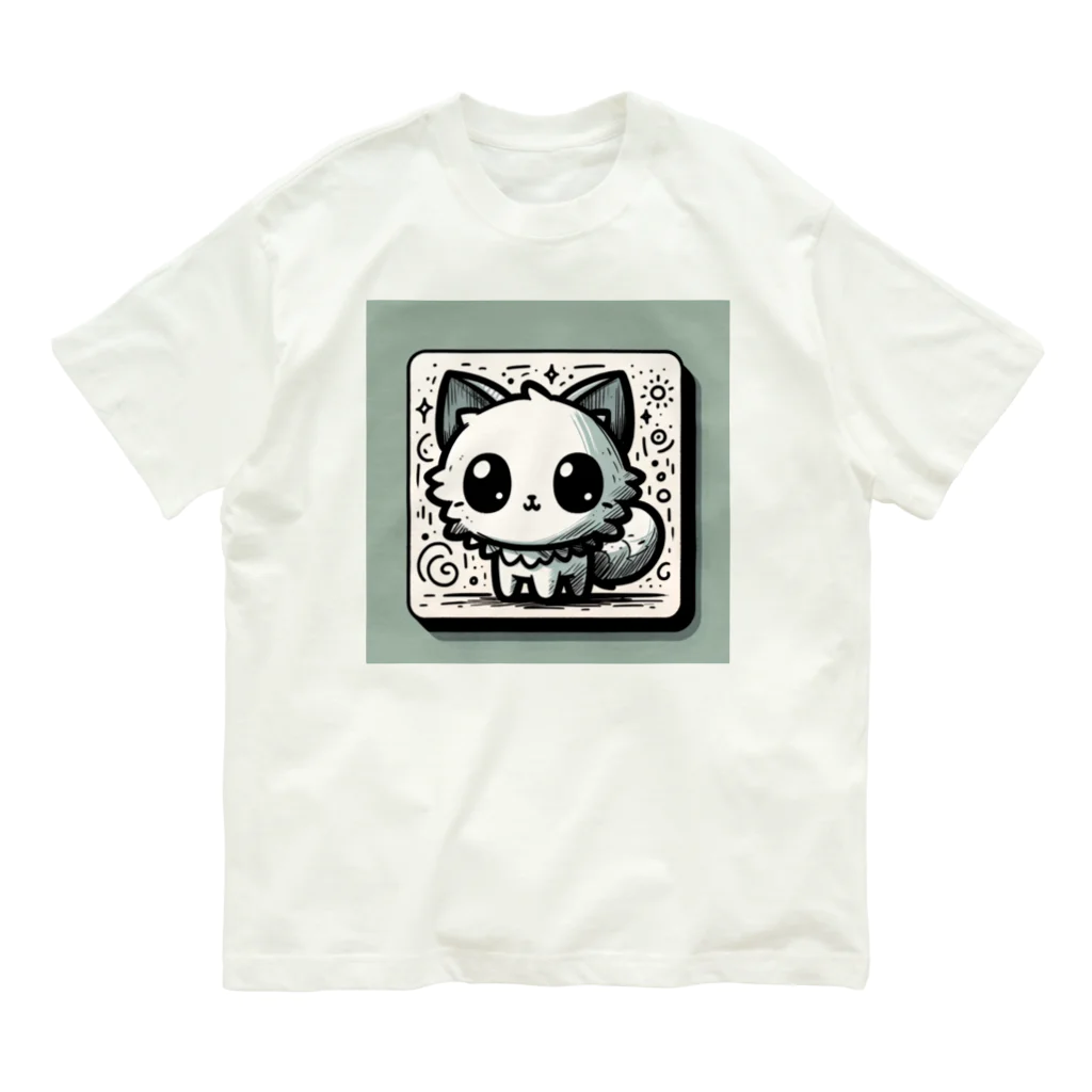 にゃんラボの落書きにゃんこシリーズ　コースターっぽい猫 Organic Cotton T-Shirt