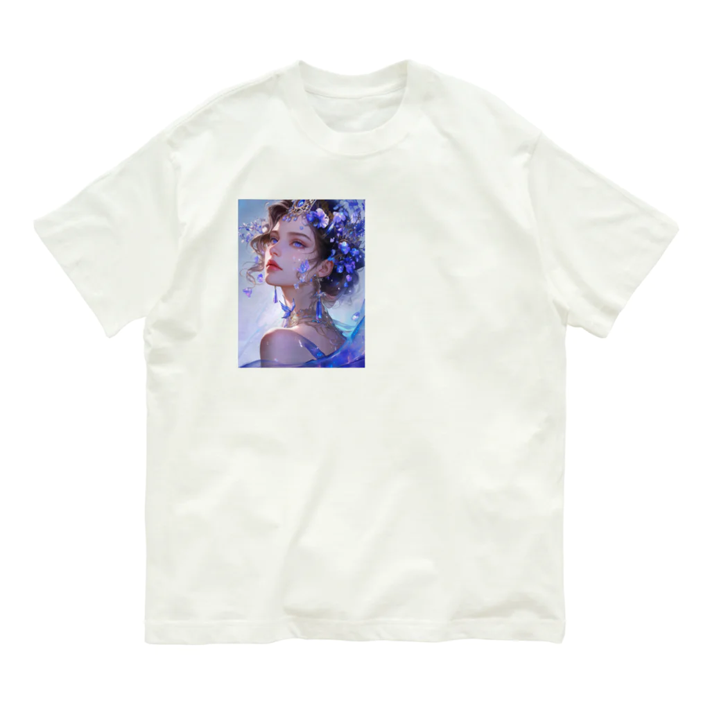 AQUAMETAVERSEのブルーの宝石を身につけて　ラフルール　1859 Organic Cotton T-Shirt