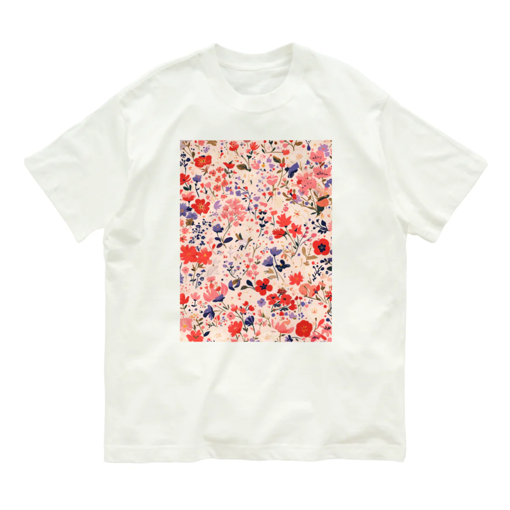 AQUAMETAVERSEの花柄のプリント　なでしこ1478 オーガニックコットンTシャツ