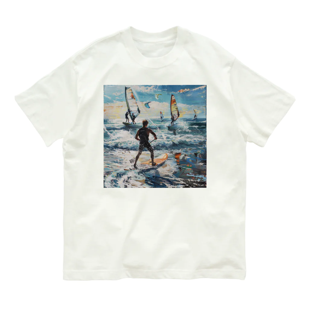 AQUAMETAVERSEのsupとwindsurfingレース　エンジェル717 2065 オーガニックコットンTシャツ