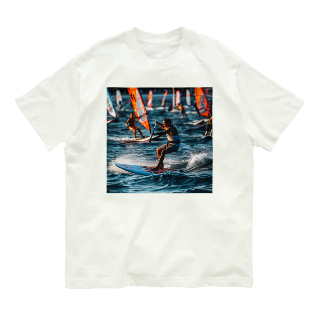 AQUAMETAVERSEのsupとwindsurfingレース　エンジェル717 2065 オーガニックコットンTシャツ