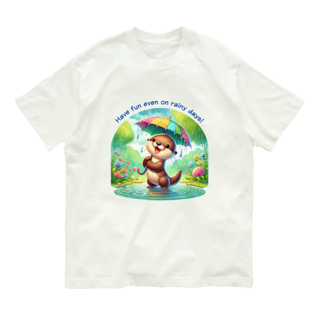 dreamy-designの雨の日のお散歩　カワウソくん Organic Cotton T-Shirt