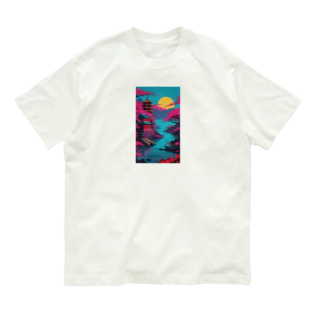 thedarkesthourのアジア　中国　日本　寺院　月夜　プレゼント Organic Cotton T-Shirt