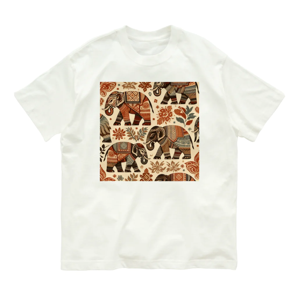 Qten369の石器時代のマンモス Organic Cotton T-Shirt