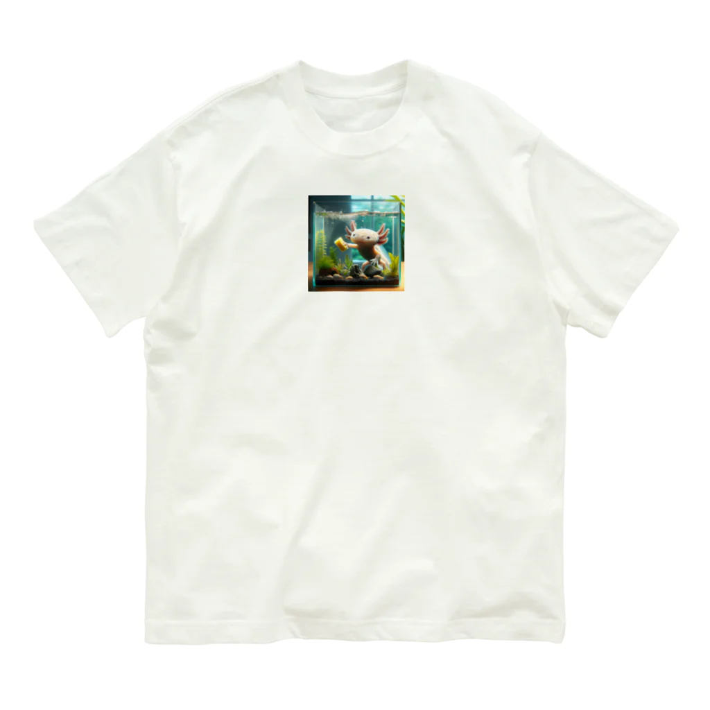 adjustの水槽の掃除をしているウーパールーパー Organic Cotton T-Shirt