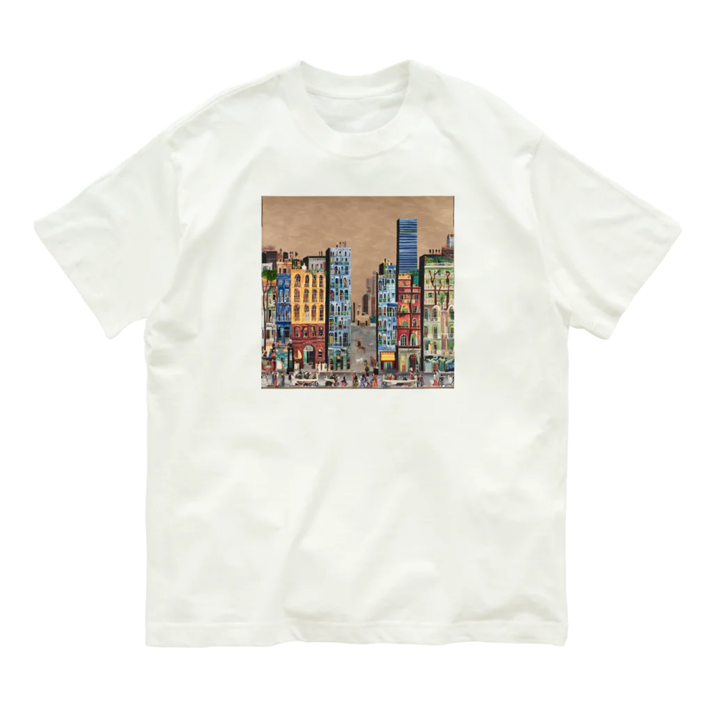 ヲシラリカの油絵　知らない都市の風景　ノスタルジー Organic Cotton T-Shirt
