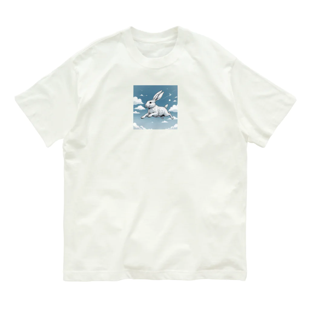 ［TANIYON］の空飛ぶウサギ オーガニックコットンTシャツ