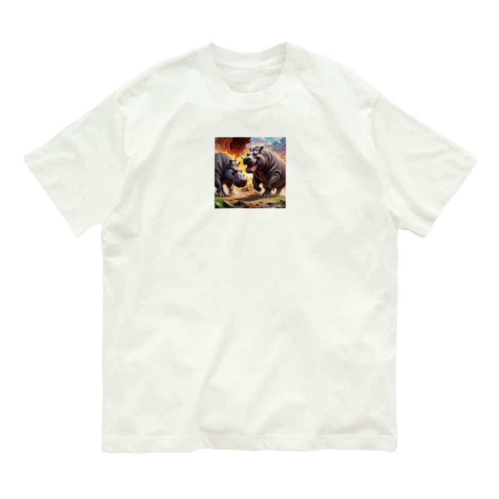 kuon3の争うカバ Organic Cotton T-Shirt