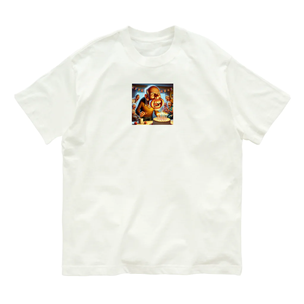 万銭ショップのおじいちゃん誕生日おめでとう Organic Cotton T-Shirt