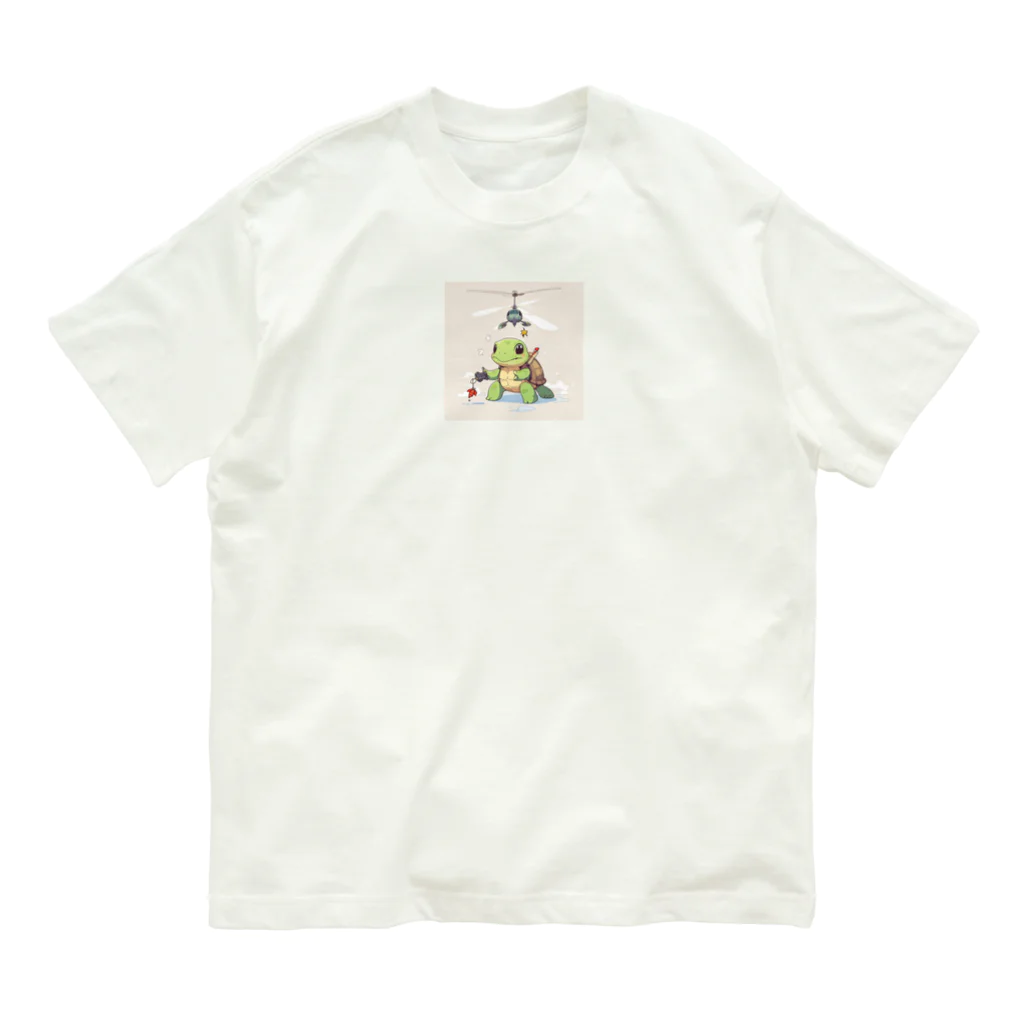 ganeshaのおもちゃのヘリコプターでかわいいカメに会おう Organic Cotton T-Shirt