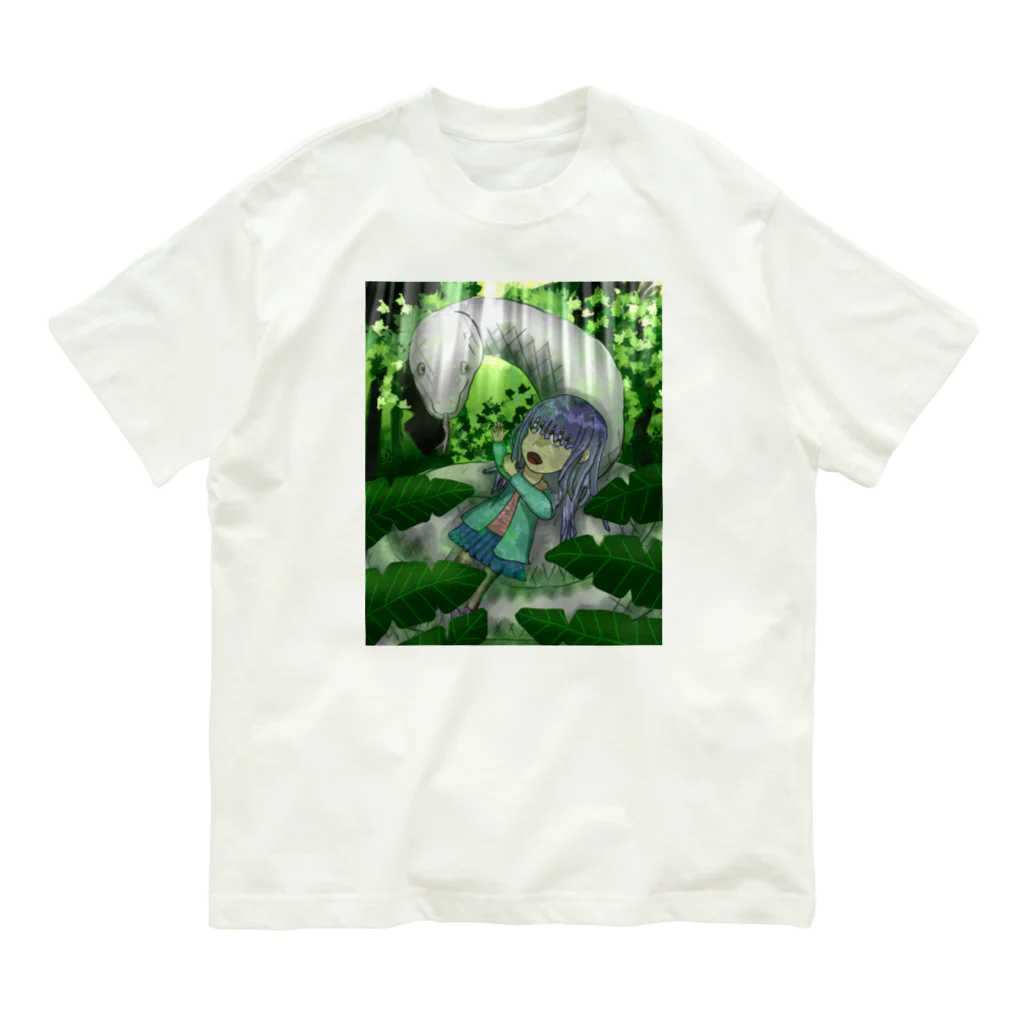 AkironBoy's_Shopの蛇と戯れる女の子 オーガニックコットンTシャツ