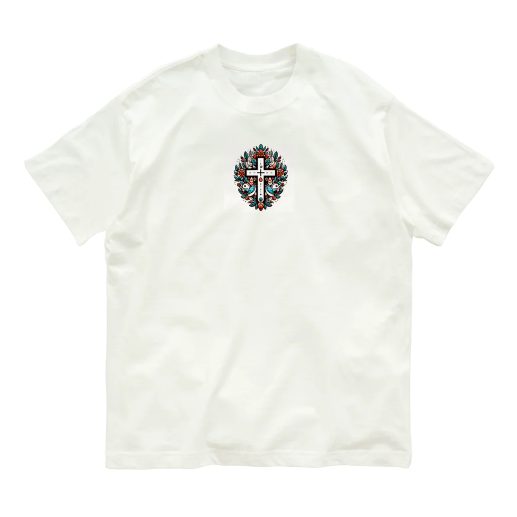 Prosperous Peony 6のPP9十字架 Organic Cotton T-Shirt