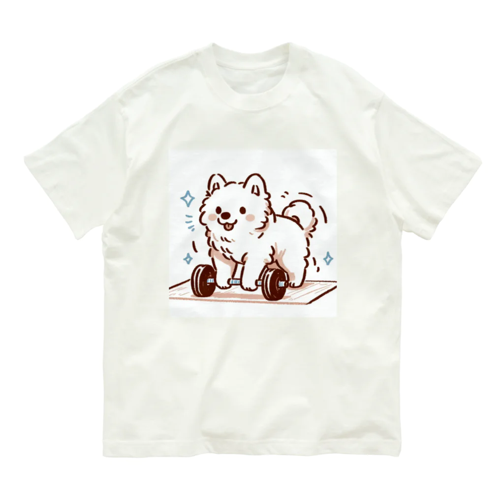 ke__to_isurugiの筋トレサモエド犬(女性向け) オーガニックコットンTシャツ