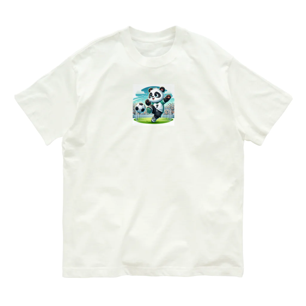 アニマルホビーズのサッカーパンダ オーガニックコットンTシャツ