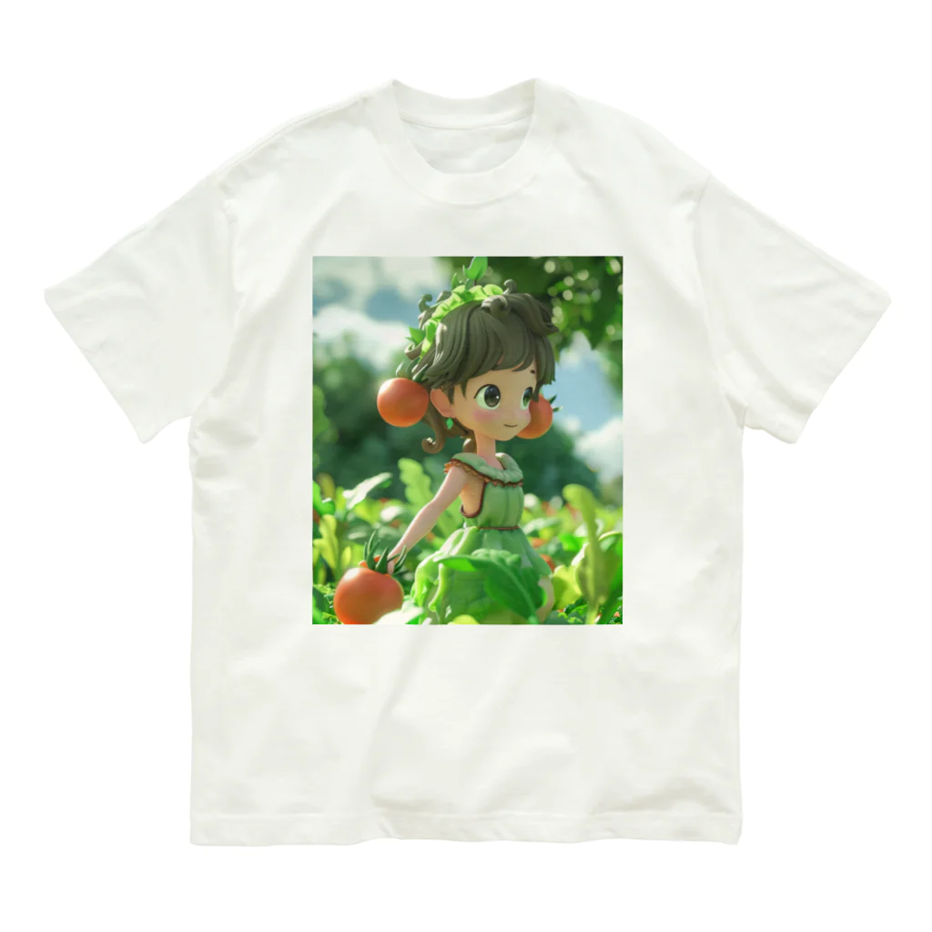 なお by Naos_Azure_Kaleidoscopeのレタス姫の友達、トマトのタムちゃん Organic Cotton T-Shirt