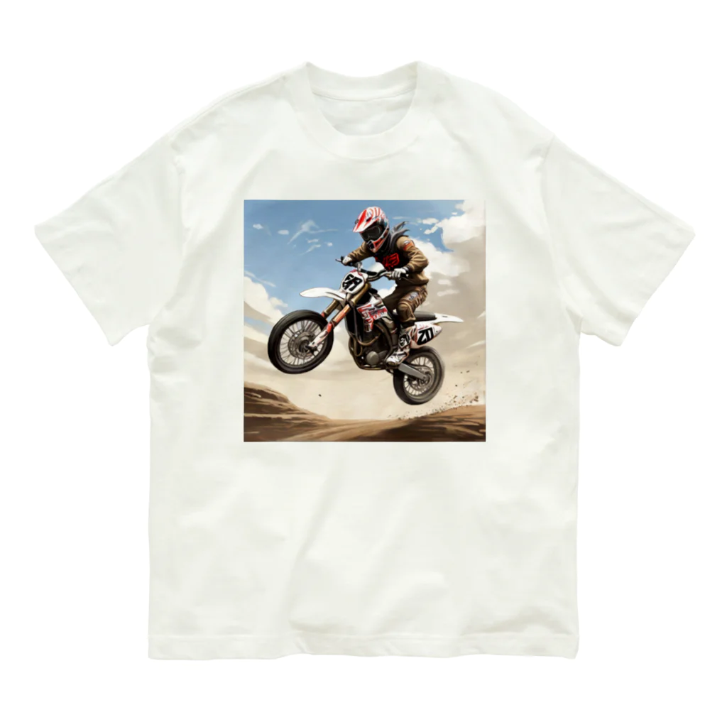 Bikers' Galleryのモトクロス ジャンプシーン アート オフロード バイク Organic Cotton T-Shirt