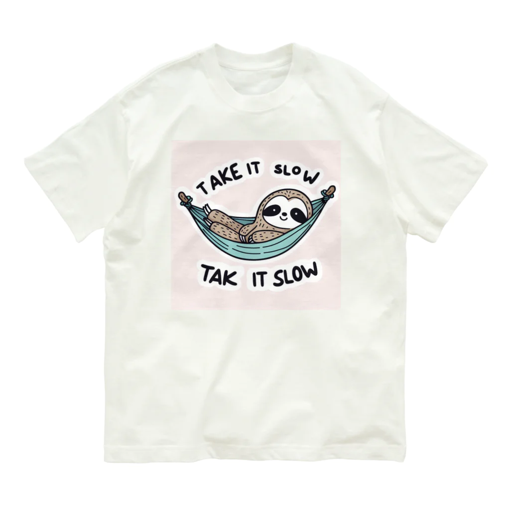 hogehogeデザイン工房のGet slow life ナマケモノ Organic Cotton T-Shirt